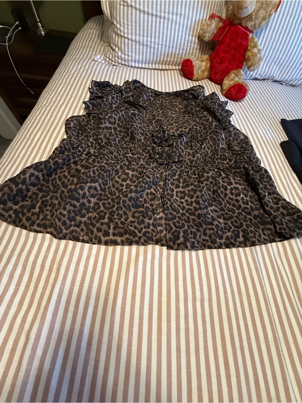 Torrid Brown and Black Leopard Print Ruffle top